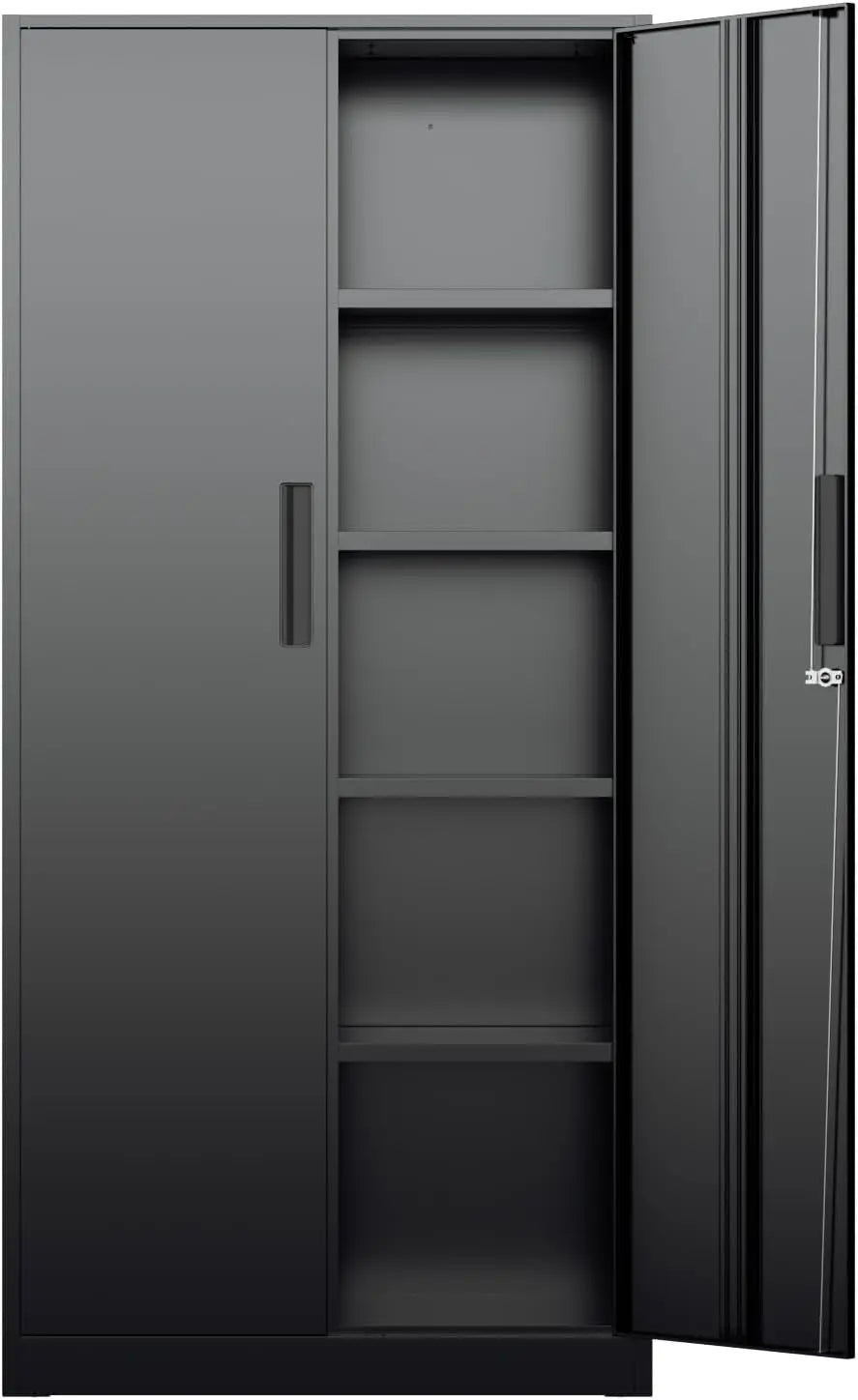 Metal Garage Storage Cabinet, Locking Doors & Adjustable Shelves Tall Storage, Heavy Duty Steel Tool Cabinet for Home