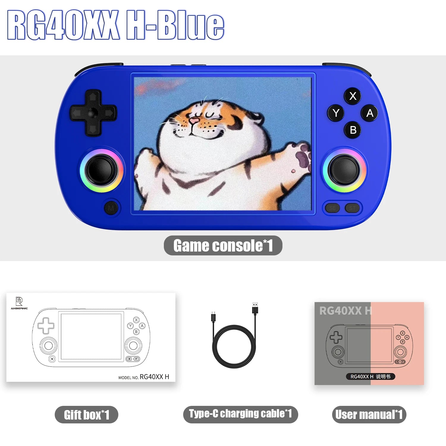 ANBERNIC RG40XX H Retro Handheld Game Console 4.0 Inch IPS Screen Linux System Built-in 64G TF Card 5488 Games Support HD-TV Out