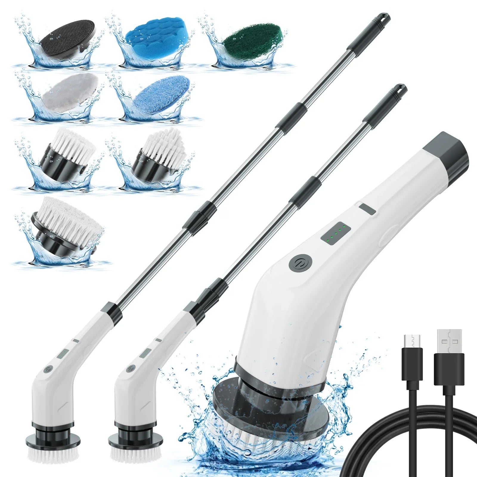 9-in-1 Electric Cleaning Brush Electric Spin Cleaning Scrubber Electric Cleaning Tools Parlour Kitchen Bathroom Cleaning Gadgets