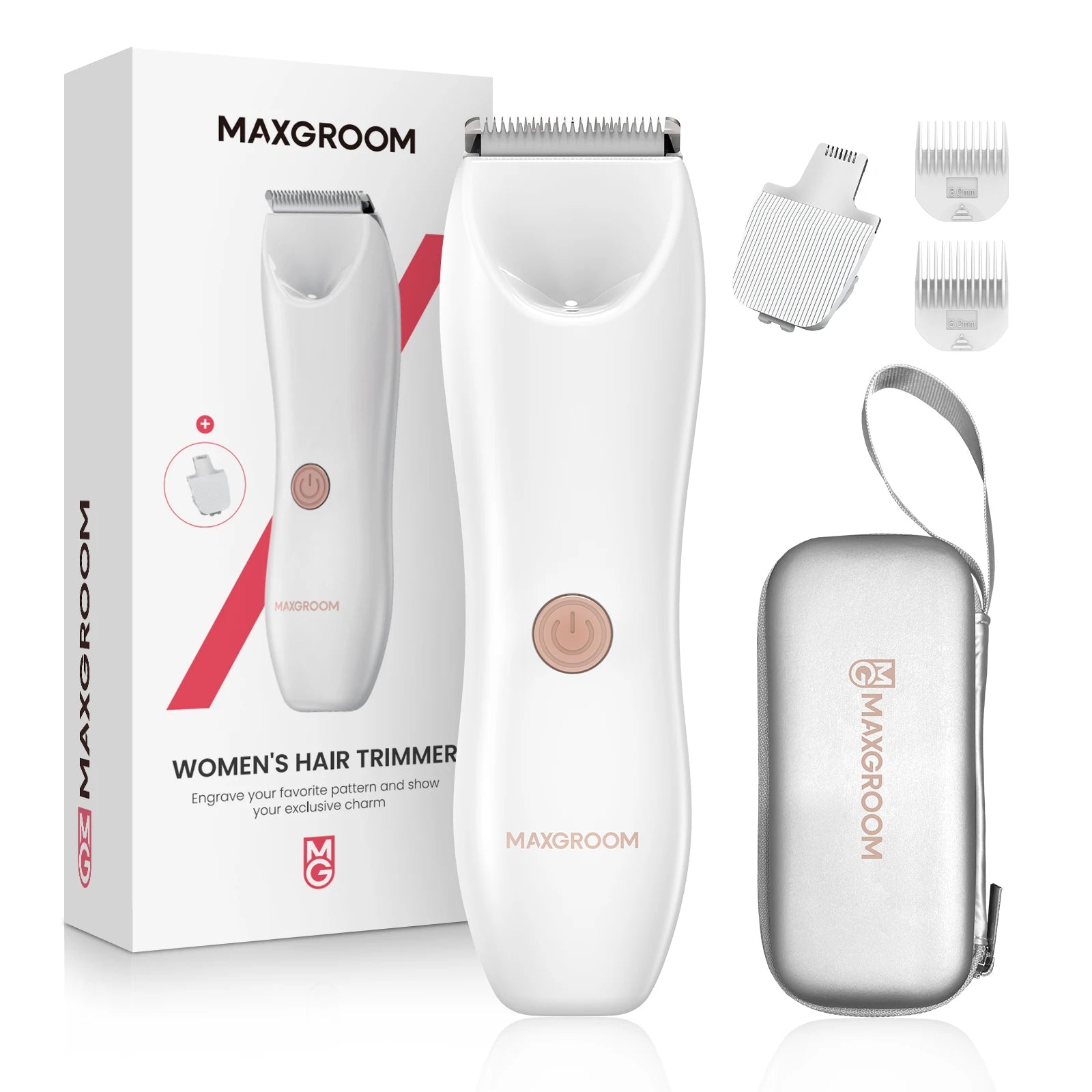 MAXGROOM 2 In 1 Electric Razors for Women Wet/Dry Pubic Hair Trimmer Bikini Trimmer Face Shavers Ladies Body Intimate Clippers