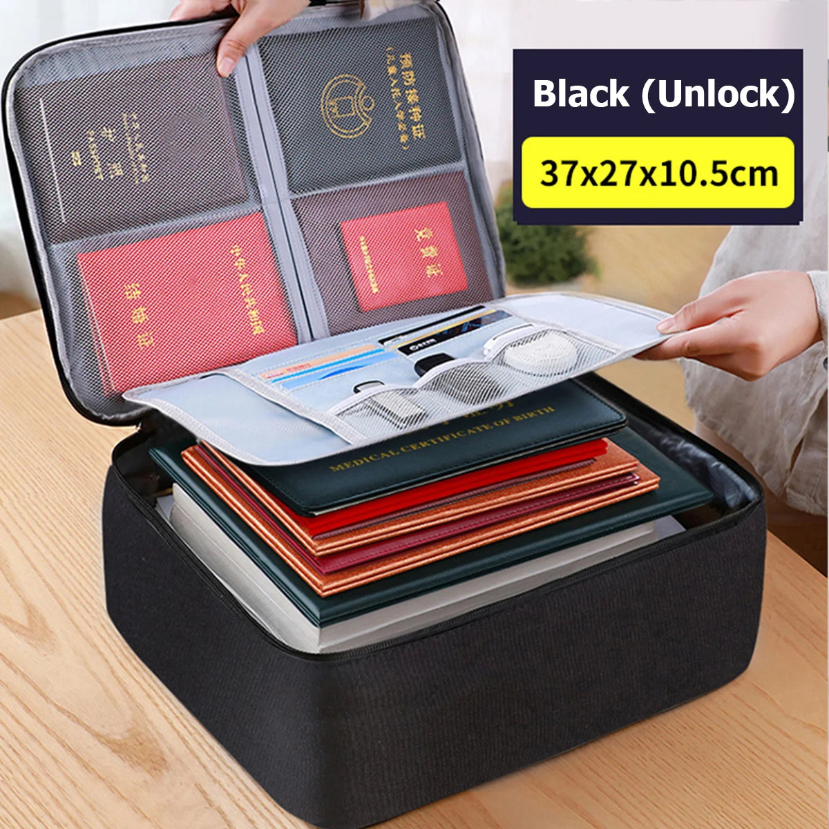Document Storage Bag Multi-layer Large Capacity File bag Password Briefcase Organize Pouch Accessories Supplies