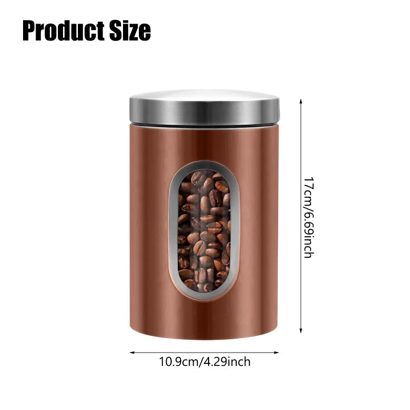 QYQRQF Canisters Sets for The Kitchen 3pcs Sugar Flour Coffee Storage Jars Stainless Steel Food Container Organizer for Kitchen