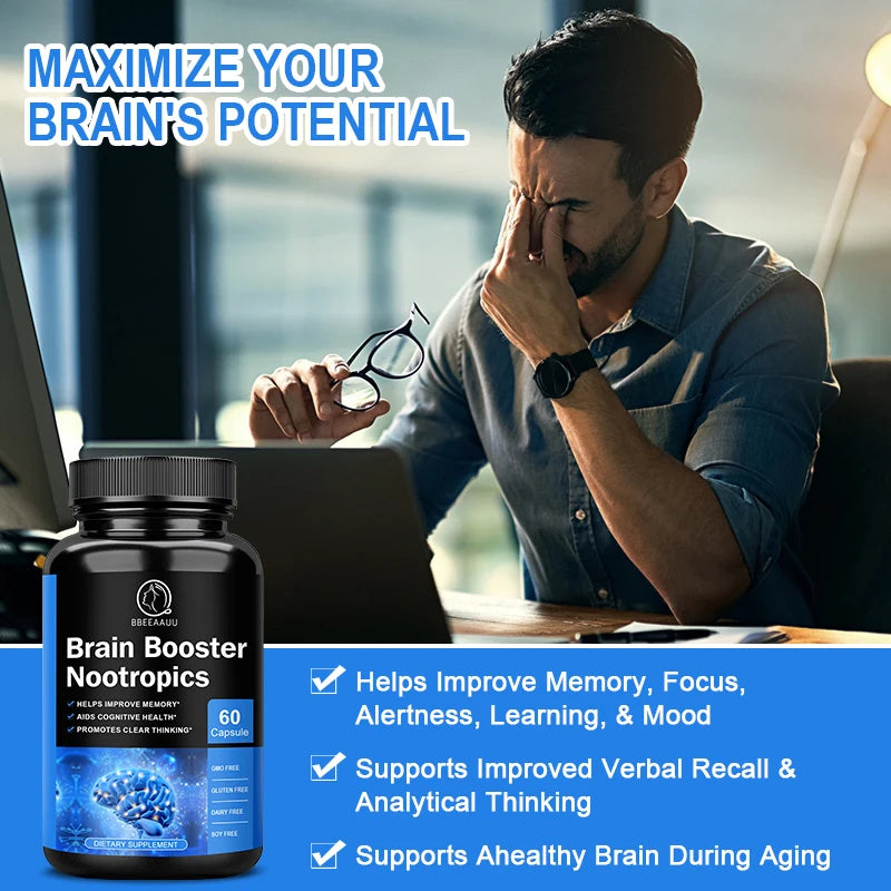 BBEEAAUU 100mg Phosphatidylserine Capsule for Memory and Focus Smarter Brain Health Nootropics Supplement