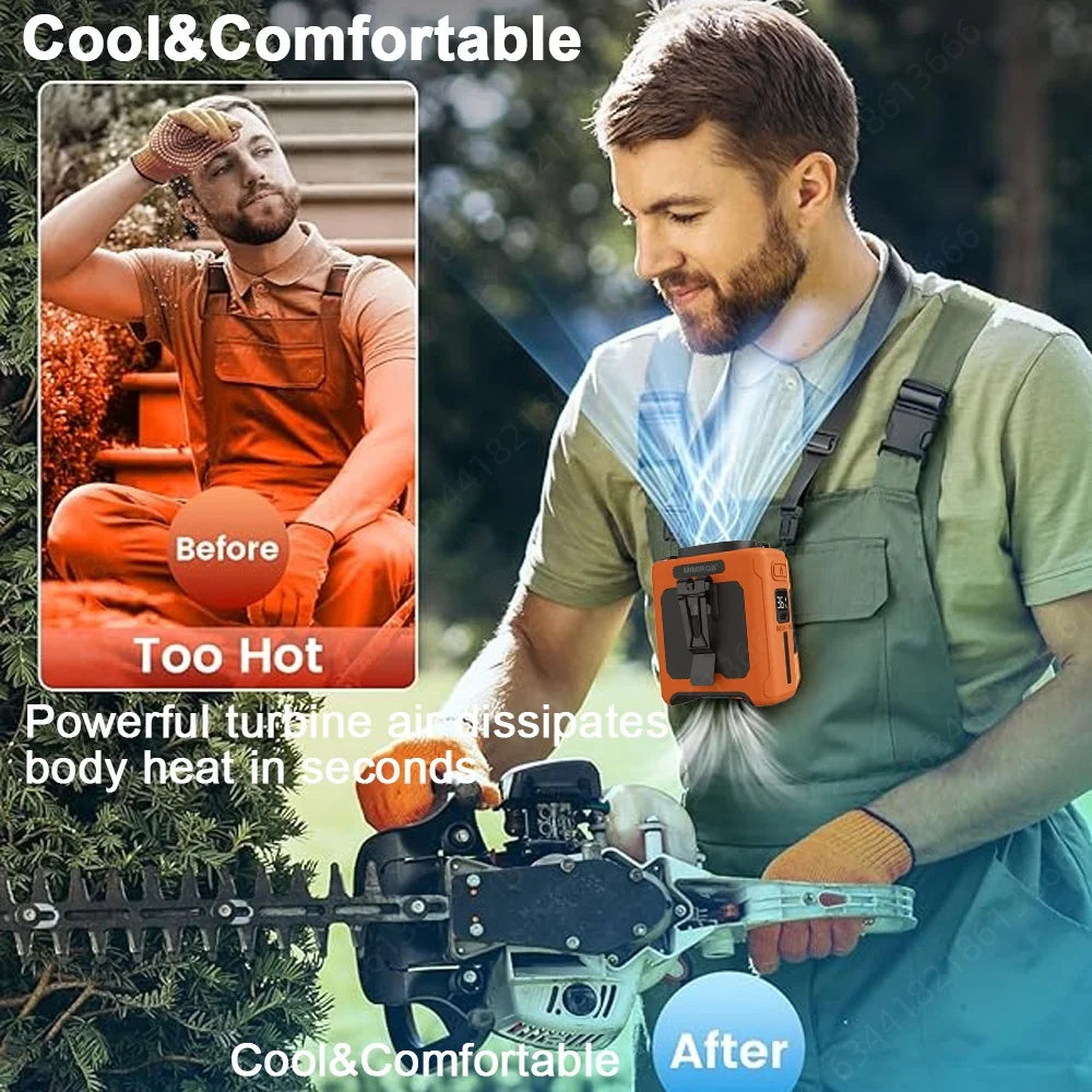 10000mAh Waist Fan Wearable Waist Fan 5 Speeds Light 40H Cooling for Outdoor Jobsite Travel Suitable for Outdoor Use Sports