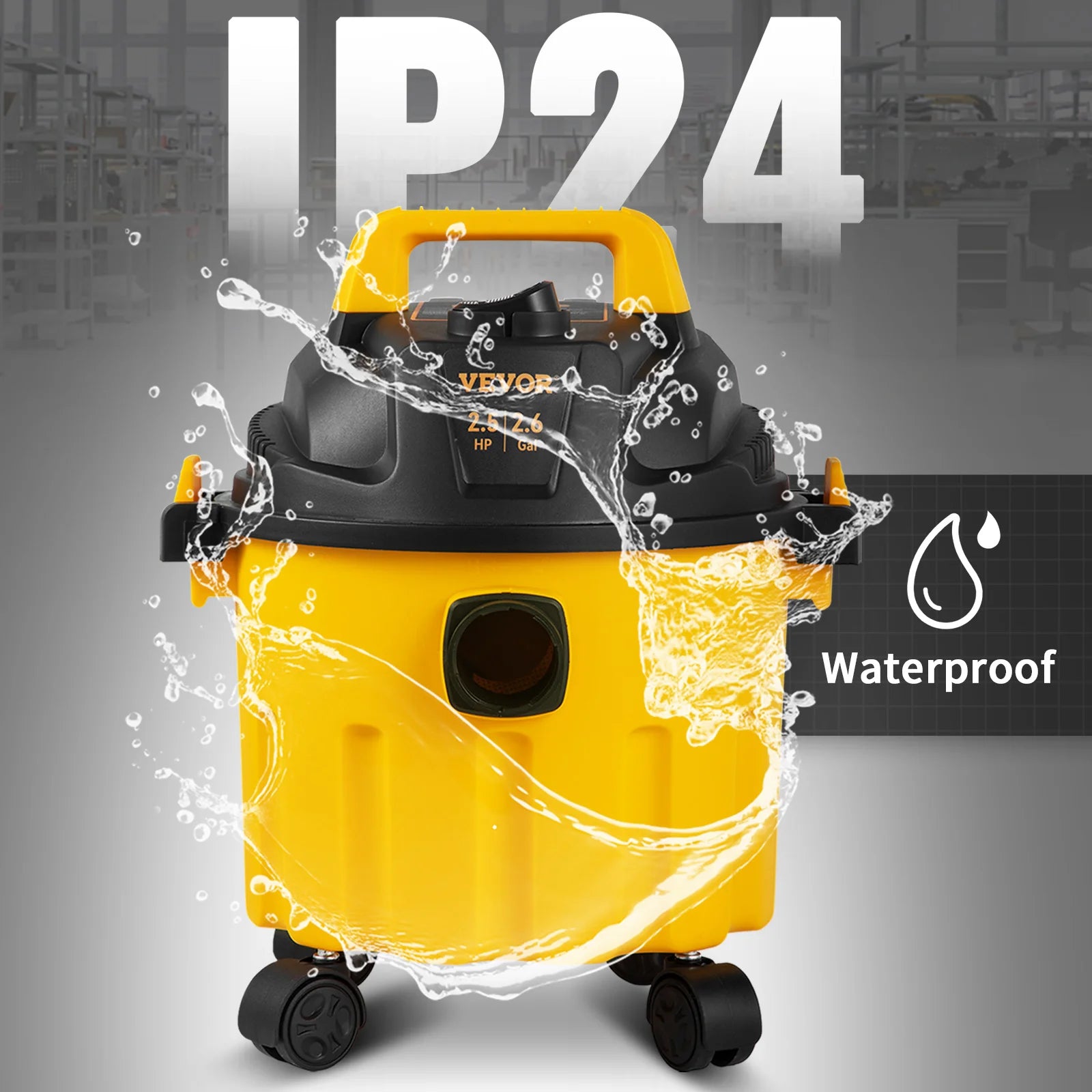SucceBuy Wet Dry Vac 2.6 Gallon 2.5 Peak HP 3 in 1 Portable Shop Vacuum with Blowing Function Attachment Storage for Floor