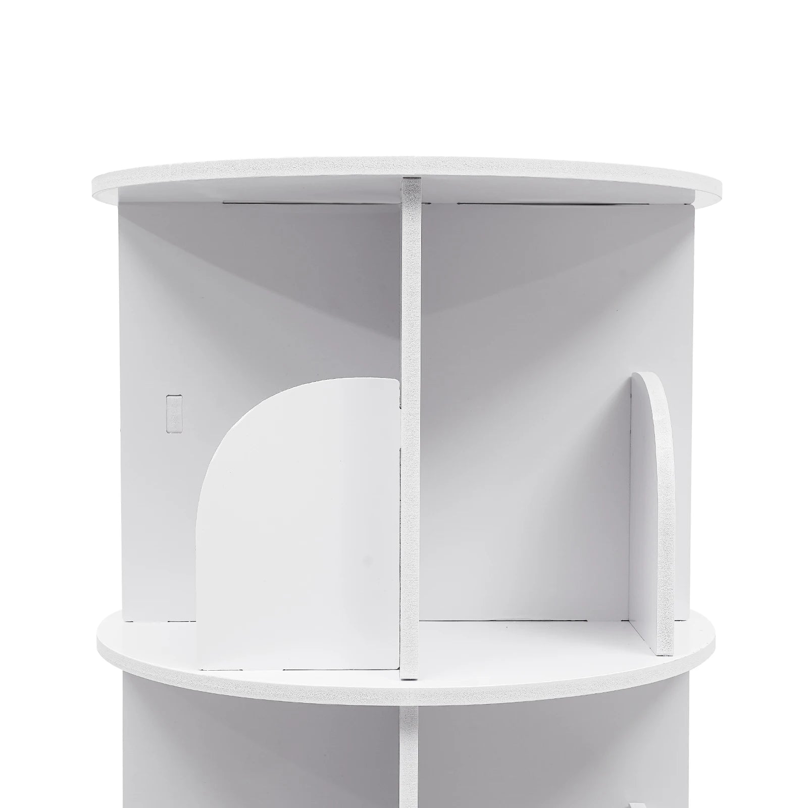 2/4-Tier Wooden Rotatable Bookshelf - 360°Display Floor Standing Storage Rack, White Multifunctional Bookshelf Organizer