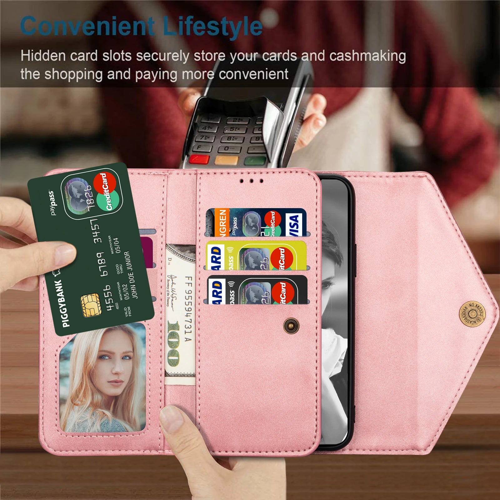 Zipper Wallet Leather Case for iPhone 14 13 15 Pro Max 12 Mini 11 X XR XS 8 7 6 6S Plus Se2022 Multi Card Solt Cover Hand Strap