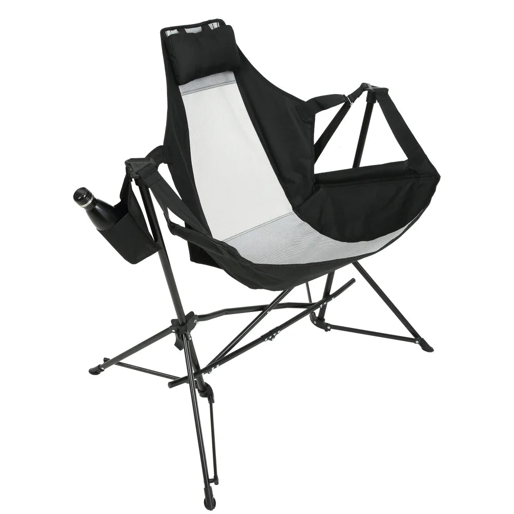 Hammock Camping Chair Folding Portable Aluminum Alloy Adjustable Back Swinging Chair Pillow Cup Holder Recliner Carry Bag
