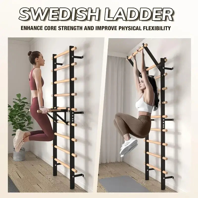Wooden Stall Bar with Pull-Up & Dip Attachments
