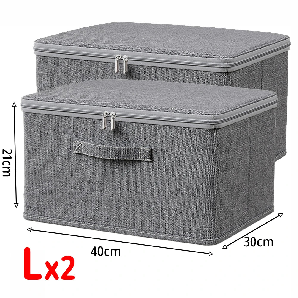 Foldable Storage Box with Cover,Clothes Storage Box with Zipper,Large Capacity Quilt Storage Box Wardrobe Underwear Organizer Bo