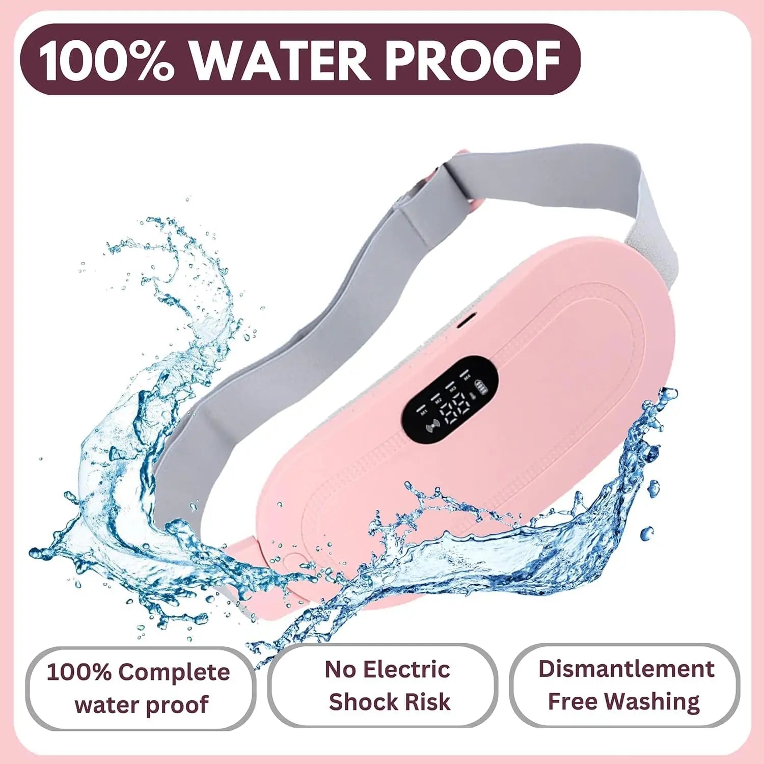 Portable cordless heating pad, fast heating pad, electric waist belt device, 3-speed vibration and heating levels, back and abdo