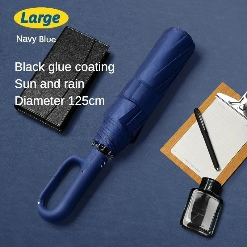 Windproof Automatic Folding Umbrella, 125CM Diameter Large Rain Umbrella, Sun UV UPF50+ Protection Umbrellas for Man and Women