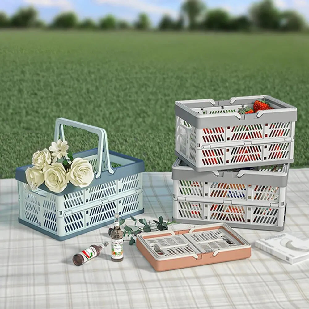 1/2PCS Folding Portable Fruit And Vegetable Storage Basket Sundry Arrangement Thickened Plastic Picnic Basket