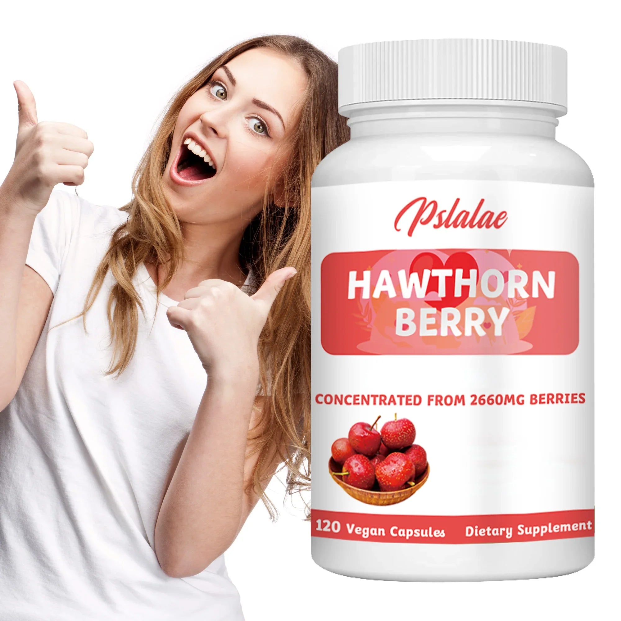 Hawthorn Berry Capsules - Promotes Blood Circulation, Relieves Stress and Digestion - 120 Capsules