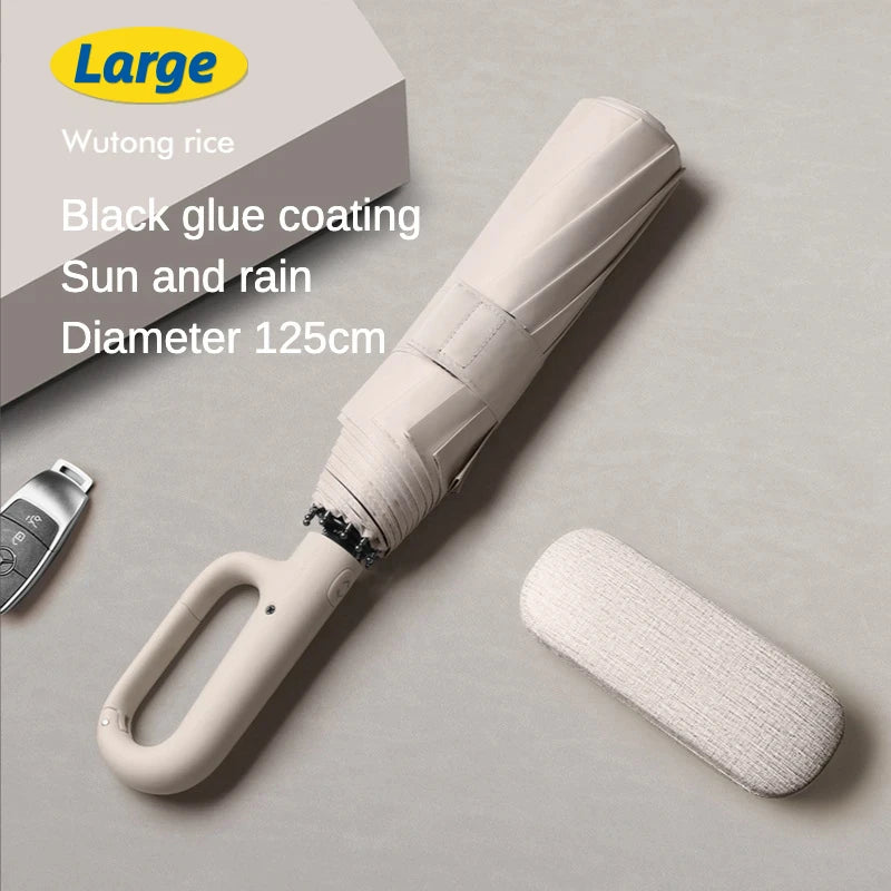 Windproof Automatic Folding Umbrella, 125CM Diameter Large Rain Umbrella, Sun UV UPF50+ Protection Umbrellas for Man and Women