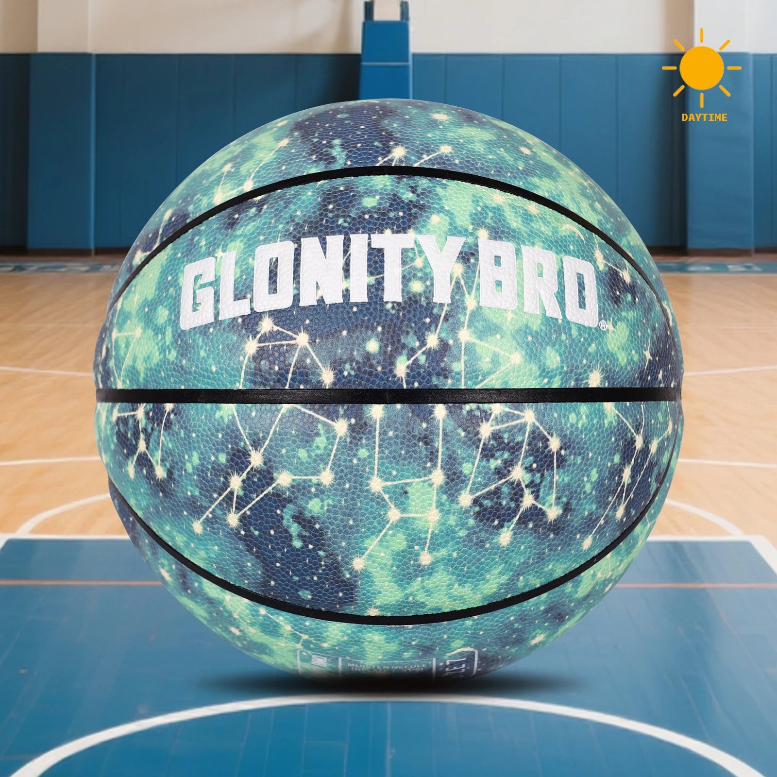 Glowing Leather Green Luminous Basketball Gift For Boys Girls,In&Outdoor Night Game Ball Size 7(29.5") / 6(28.5") / 5 (27.5")