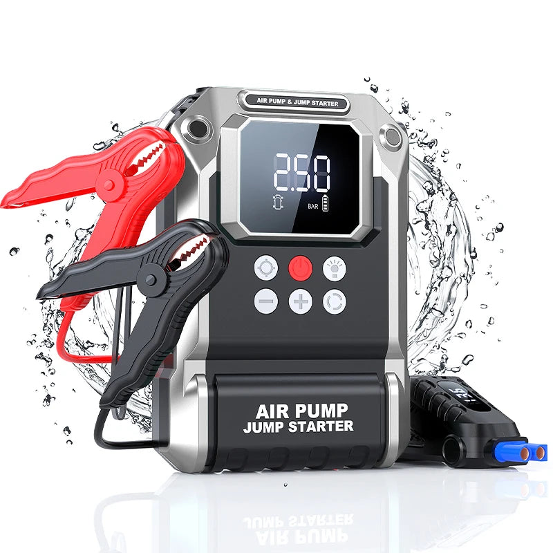 Car Emergency Jump Starter Air Pump 6000A/7000A Peak Tire Inflator Car Emergency Jump Starter With LED Light Power Bank