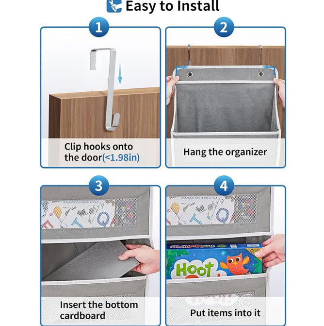Over the Door Organizer Storage, 5 Shelf Hanging Door Organizer with 5 Large Capacity Pockets, Anti Tilt 44 lb Load Behind Door