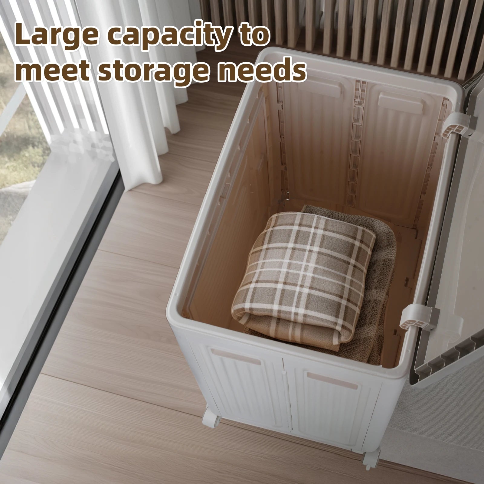 Foldable Storage Box with Wheels – Large Capacity, Dustproof &amp; Multi-Purpose Storage Cabinet, Household Organizer Items