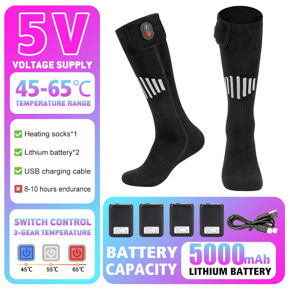 Winter Heated Socks 5000mAh APP Control Thermal socks  Electric Heating Ski Socks Thermal Heated Foot Warmer Ski Sports