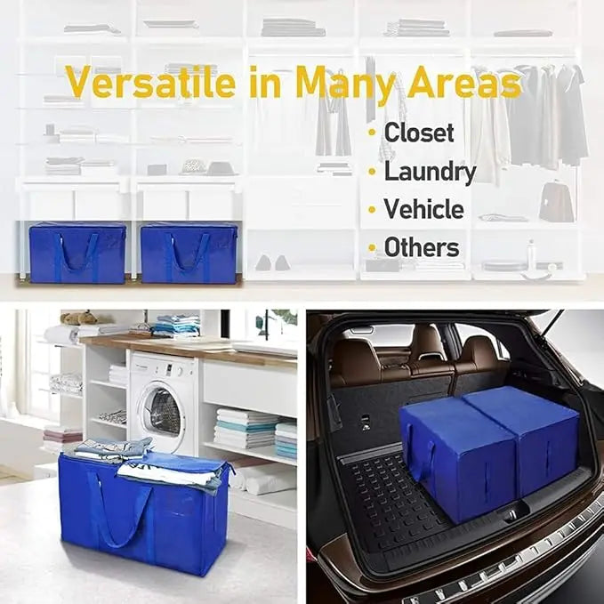 6 Pack Extra Large Moving Bags Heavy Duty with Zippers &amp; Carrying Handles, Durable Storage Bags Moving Boxes for Closet Organize