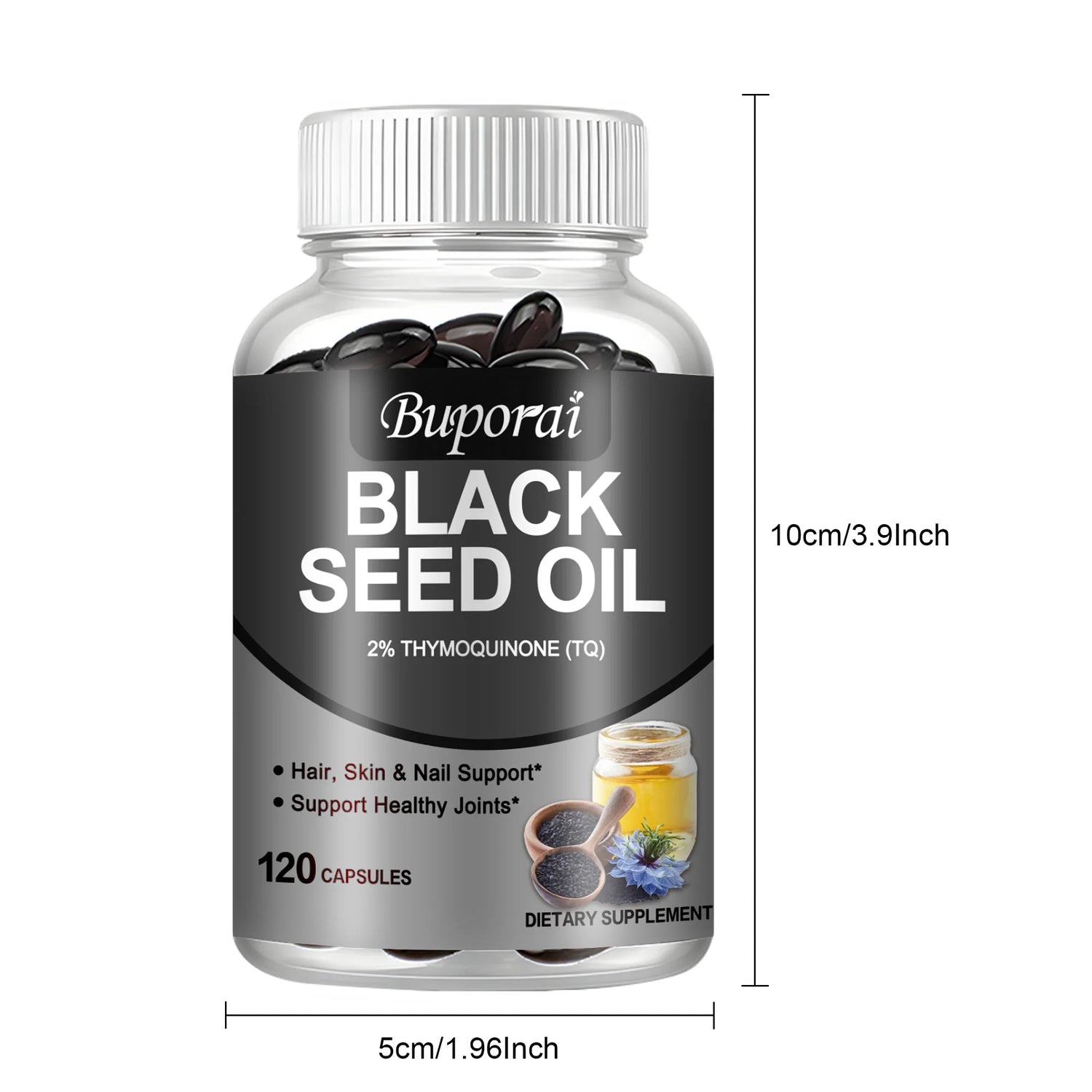 Black Seed Oil - Digestive Health, Immune Support, for Skin &amp; Hair Health, Antioxidant - 120 Capsules