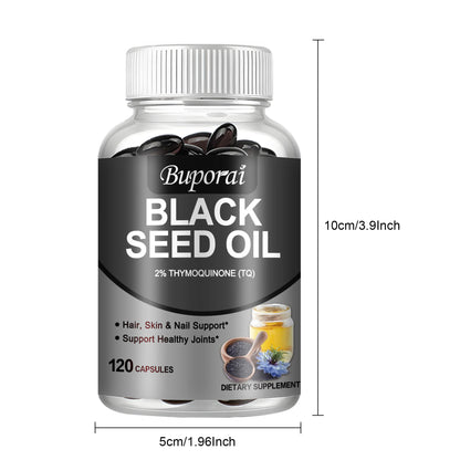 Black Seed Oil - Digestive Health, Immune Support, for Skin &amp; Hair Health, Antioxidant - 120 Capsules