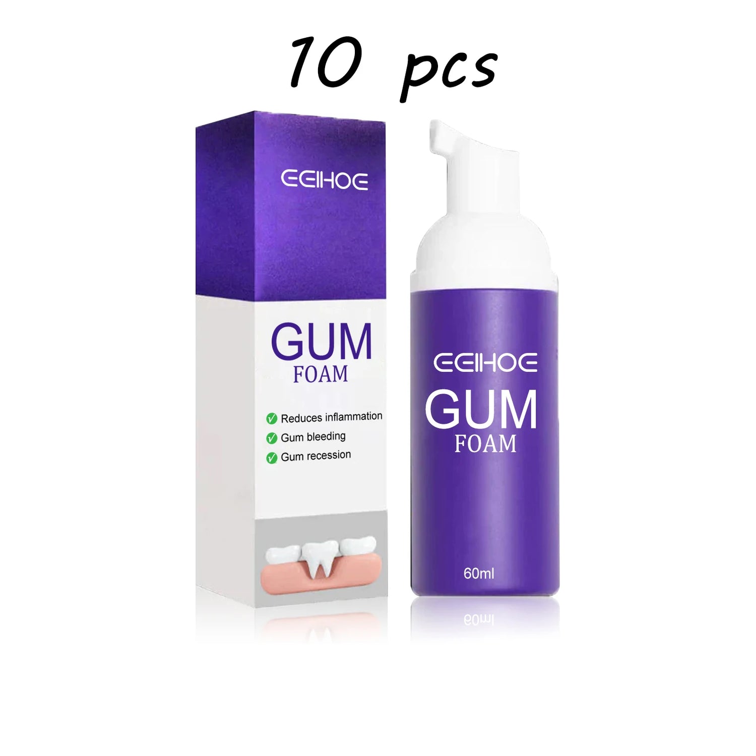 EELHOE Gum Care Toothpaste Mousse Relief Discomfort Soothing Gum Cleaning Teeth Stains Mild Formula Purple Dental Care Cleaner
