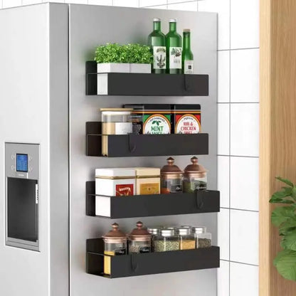 4 Pack Magnetic Spice Storage Rack Organizer for Refrigerator and Oven, Cream White Fridge Organizers and Storage