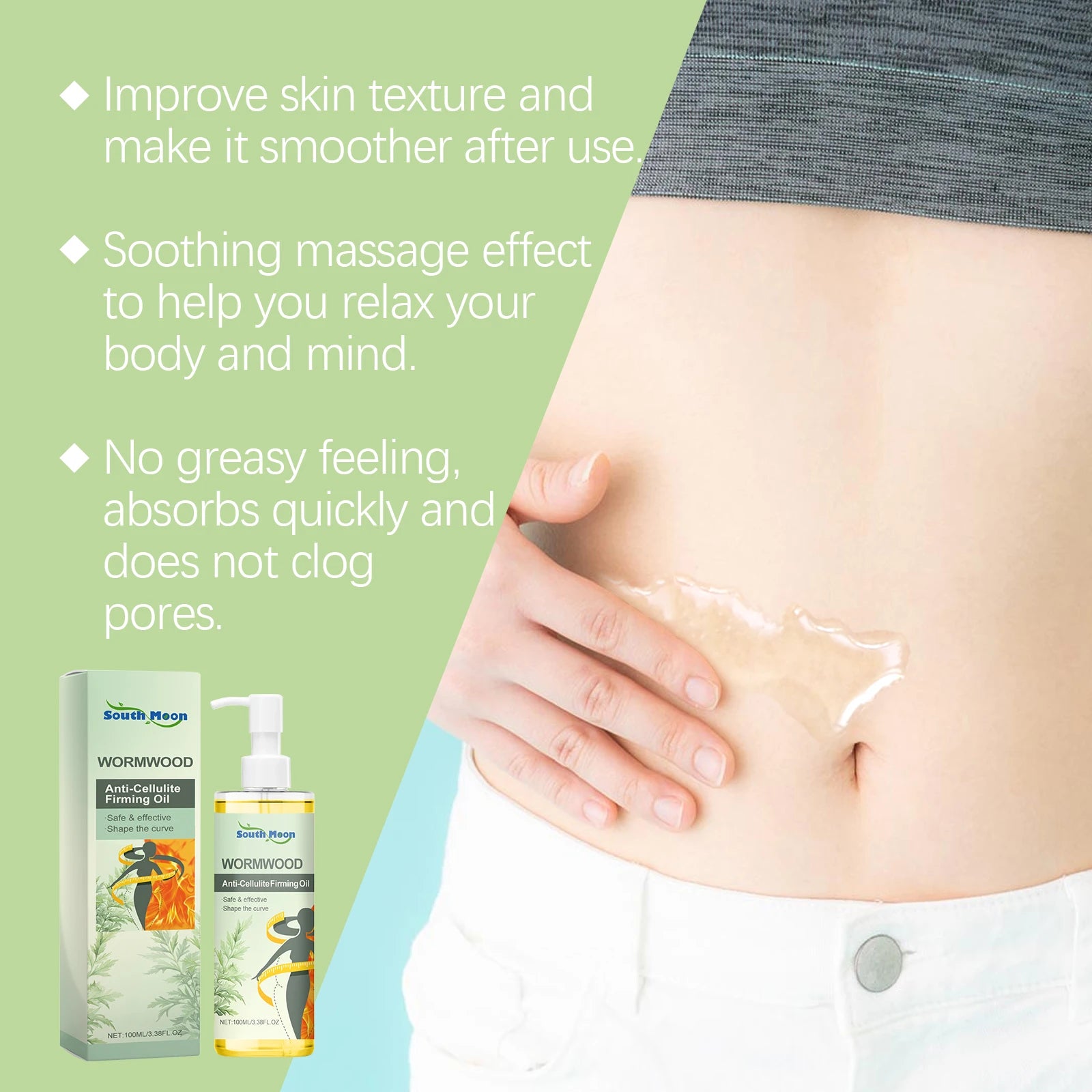 South Moon Wormwood Body Shaping Oil Enhance Skin Elasticity Burning Fat Tightening Reduce Sagging Moisturizing Body Essence Oil