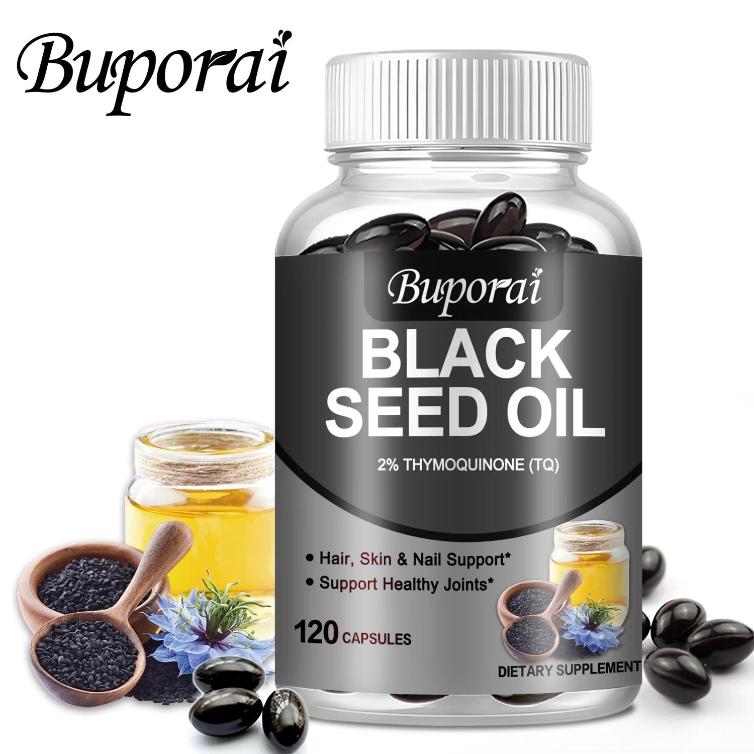 Black Seed Oil - Digestive Health, Immune Support, for Skin &amp; Hair Health, Antioxidant - 120 Capsules