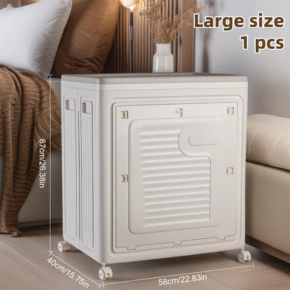 Foldable Storage Box with Wheels – Large Capacity, Dustproof &amp; Multi-Purpose Storage Cabinet, Household Organizer Items