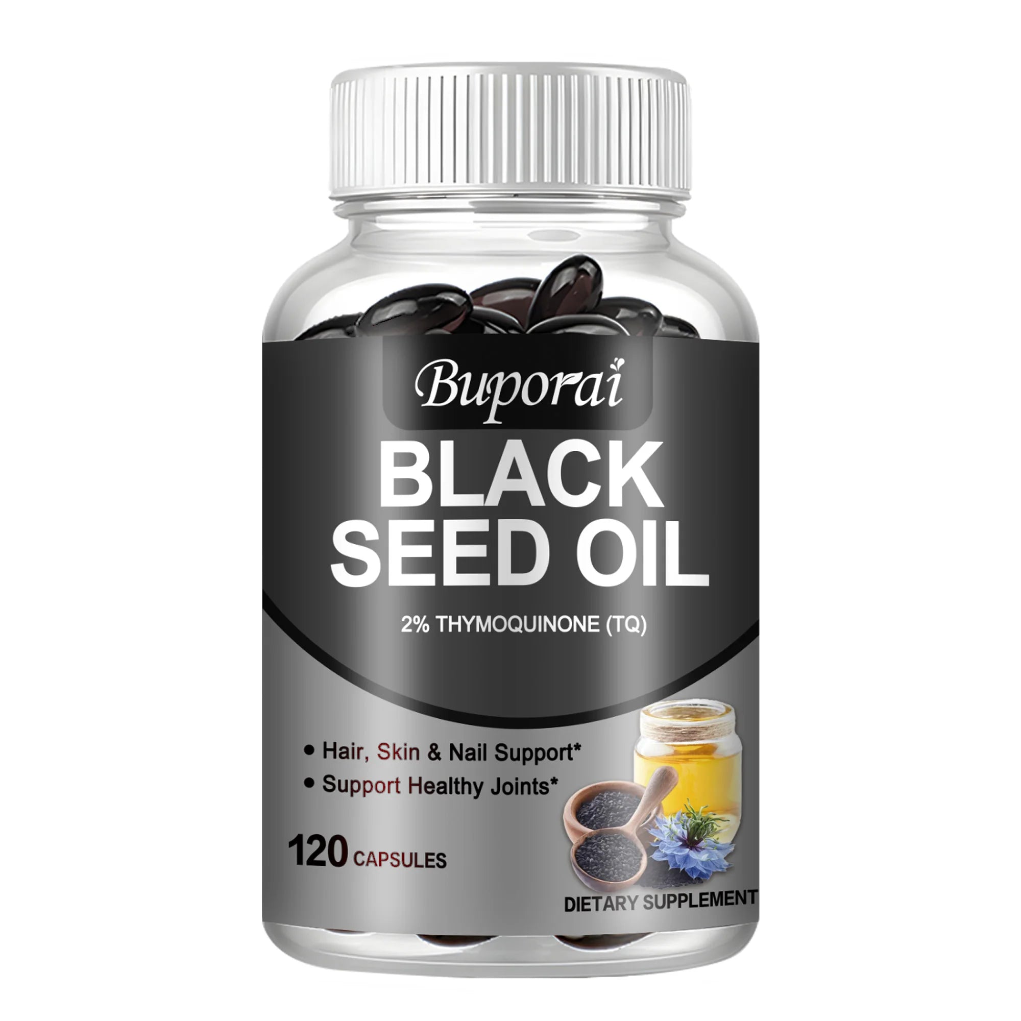Black Seed Oil - Digestive Health, Immune Support, for Skin &amp; Hair Health, Antioxidant - 120 Capsules