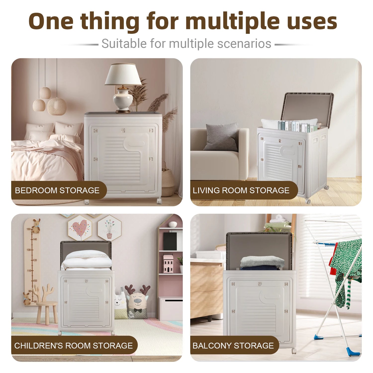 Foldable Storage Box with Wheels – Large Capacity, Dustproof &amp; Multi-Purpose Storage Cabinet, Household Organizer Items