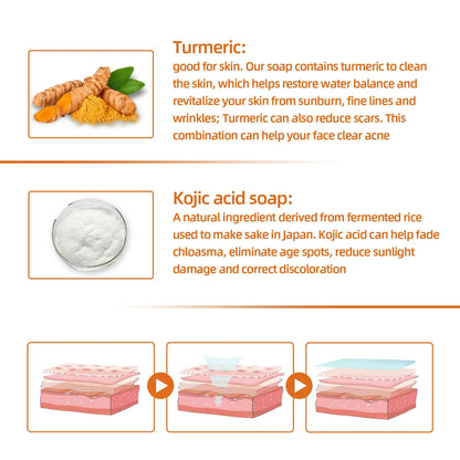 West&amp;Month 100g Turmeric Cleaning Face Soap Gentle Exfoliating Remove Melanin Glow Moisturize Oil Control Repair Face Wash Soap