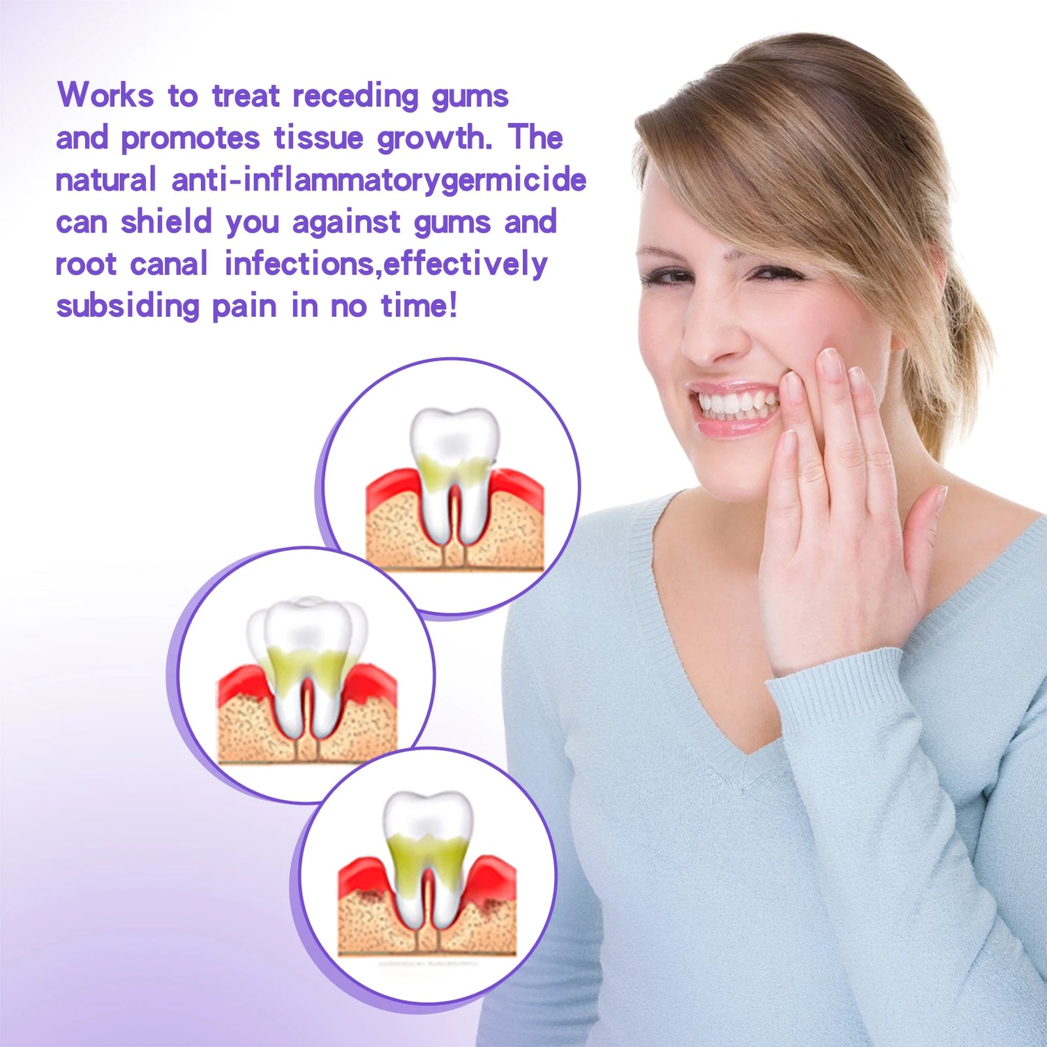 EELHOE Gum Care Toothpaste Mousse Relief Discomfort Soothing Gum Cleaning Teeth Stains Mild Formula Purple Dental Care Cleaner