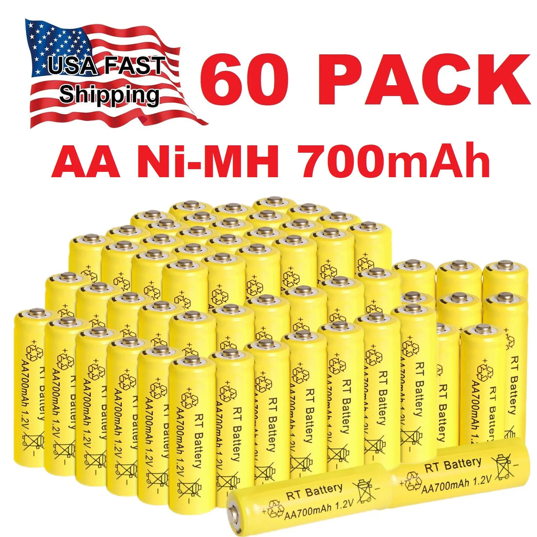 10-60PCS 8000mAh 1.2V AA Ni-MH Rechargeable Battery, Suitable for Remote Control, Toy Flashlight, Wireless Keyboard, Mouse
