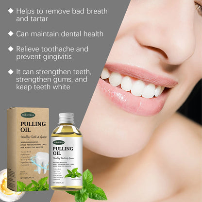 Woodsleep Coconut Pulling Oil Mouthwash Teeth Cleaning Remove Tea Stains Reduce Bad Breath Daily Care Herbal Mint Mouthwash