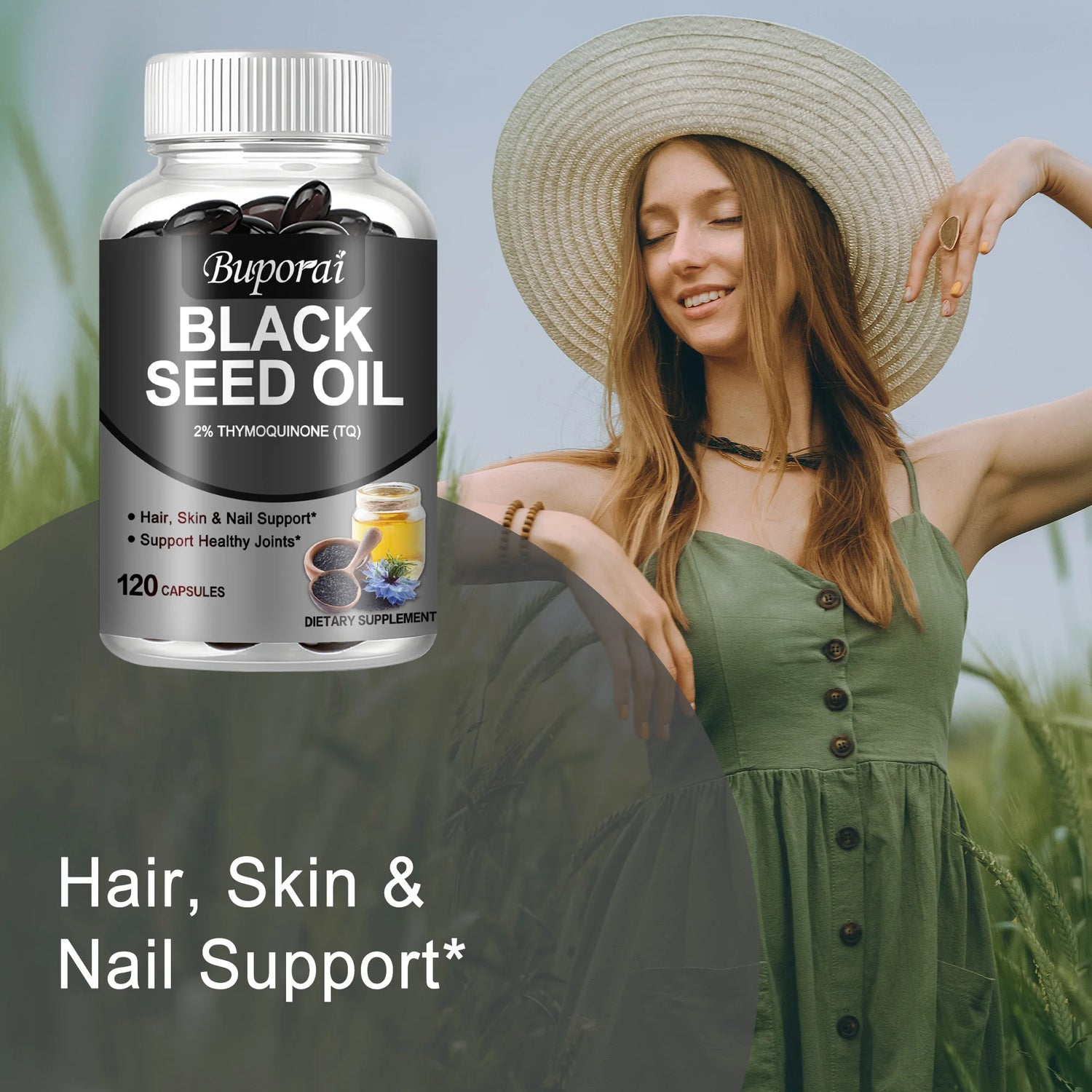 Black Seed Oil - Digestive Health, Immune Support, for Skin &amp; Hair Health, Antioxidant - 120 Capsules