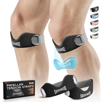 GOUNOD Silicone Patellar Tendon Support Strap for Knee Pain Relief Non-slip Adjustable Knee Straps Running Hiking Patella Band