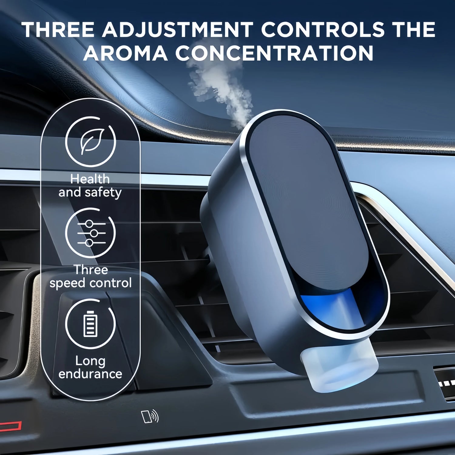 Car Aromatherapy Diffuser Set Car interior accessories comes with four bottles of perfume and a rechargeable cable car aromather