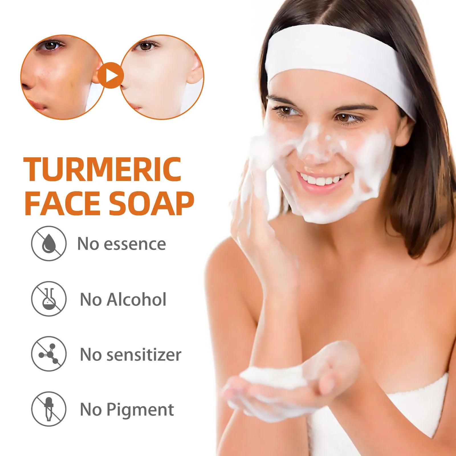 West&amp;Month 100g Turmeric Cleaning Face Soap Gentle Exfoliating Remove Melanin Glow Moisturize Oil Control Repair Face Wash Soap