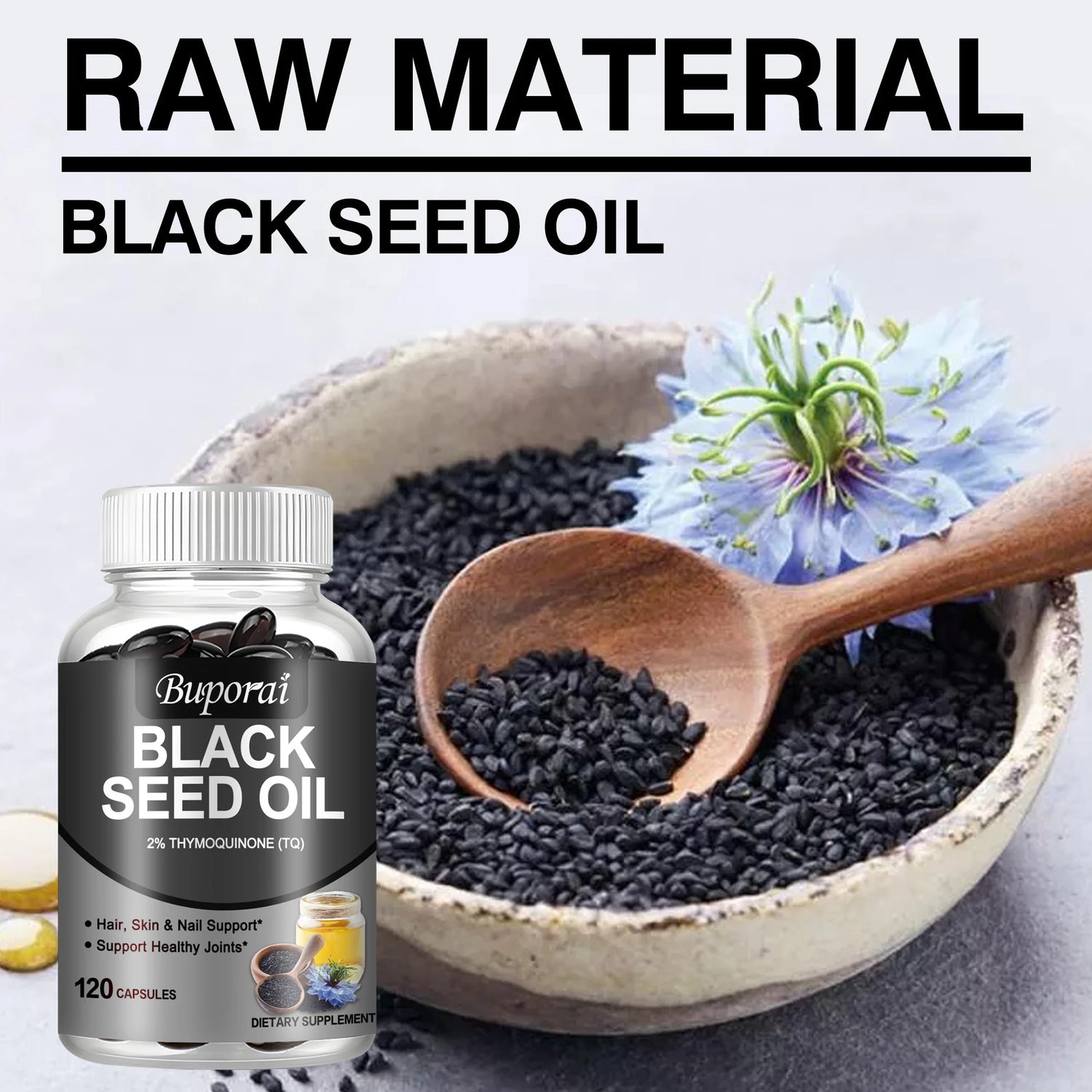 Black Seed Oil - Digestive Health, Immune Support, for Skin &amp; Hair Health, Antioxidant - 120 Capsules