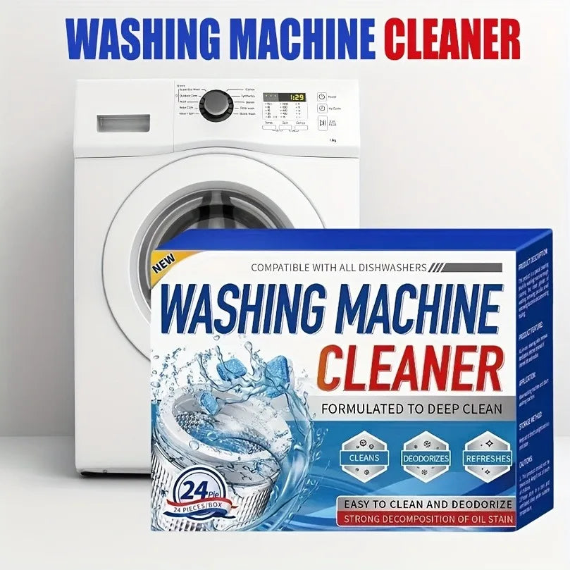12/24 PCS Washing Machine Cleaning Tablets Powerful Effervescent Washer Cleaner Deodorize Descale For Home Laundry Use