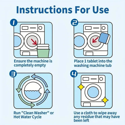 12/24 PCS Washing Machine Cleaning Tablets Powerful Effervescent Washer Cleaner Deodorize Descale For Home Laundry Use