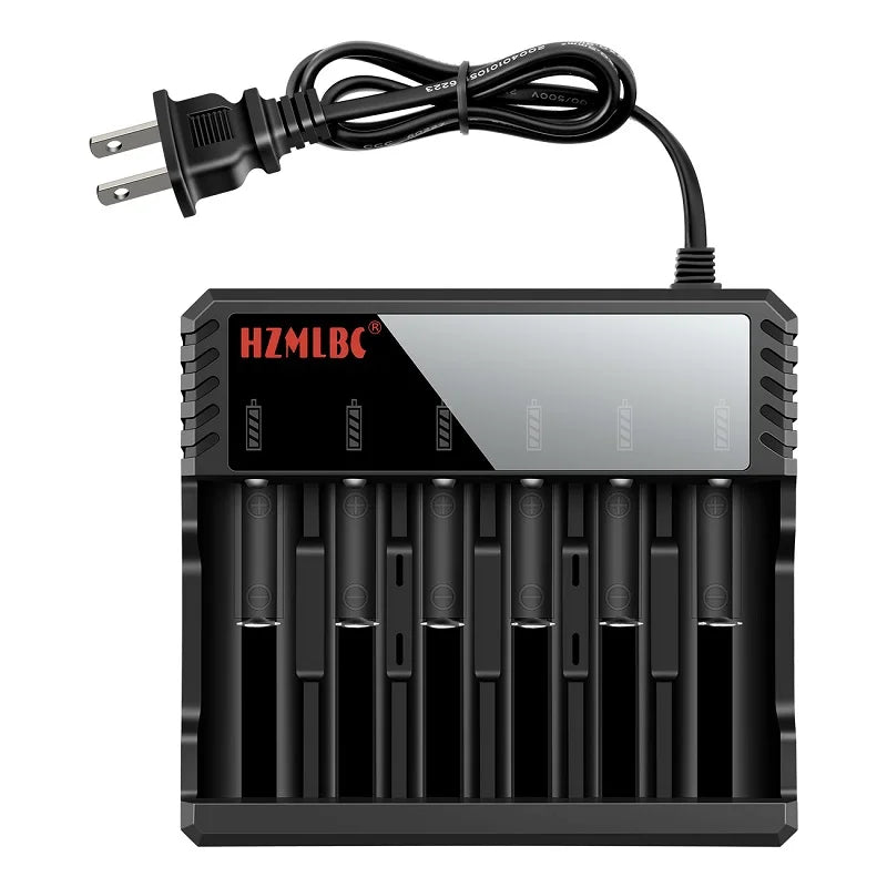 6 Bay  Li-ion Lithium Smart Battery Charger Can Charge for Different Type of Batteries 10440 14500 16650 14650 18350 18500 16340