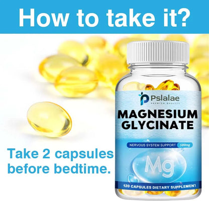 Magnesium Glycinate - Supports Muscle, Nerve, Joint and Heart Health, Promotes Deep Sleep, with Vitamin D3, Zinc - 120 Capsules