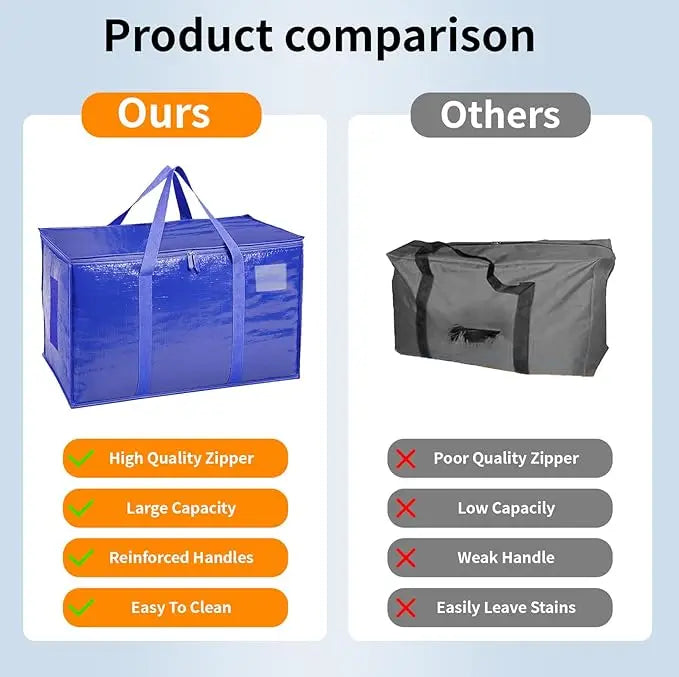 6 Pack Extra Large Moving Bags Heavy Duty with Zippers &amp; Carrying Handles, Durable Storage Bags Moving Boxes for Closet Organize