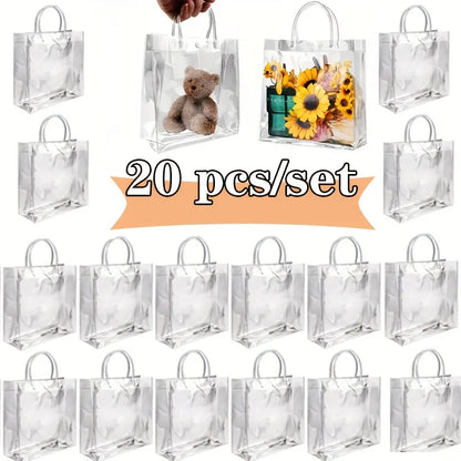 20-Pack Clear Plastic Gift Bags with Handles
