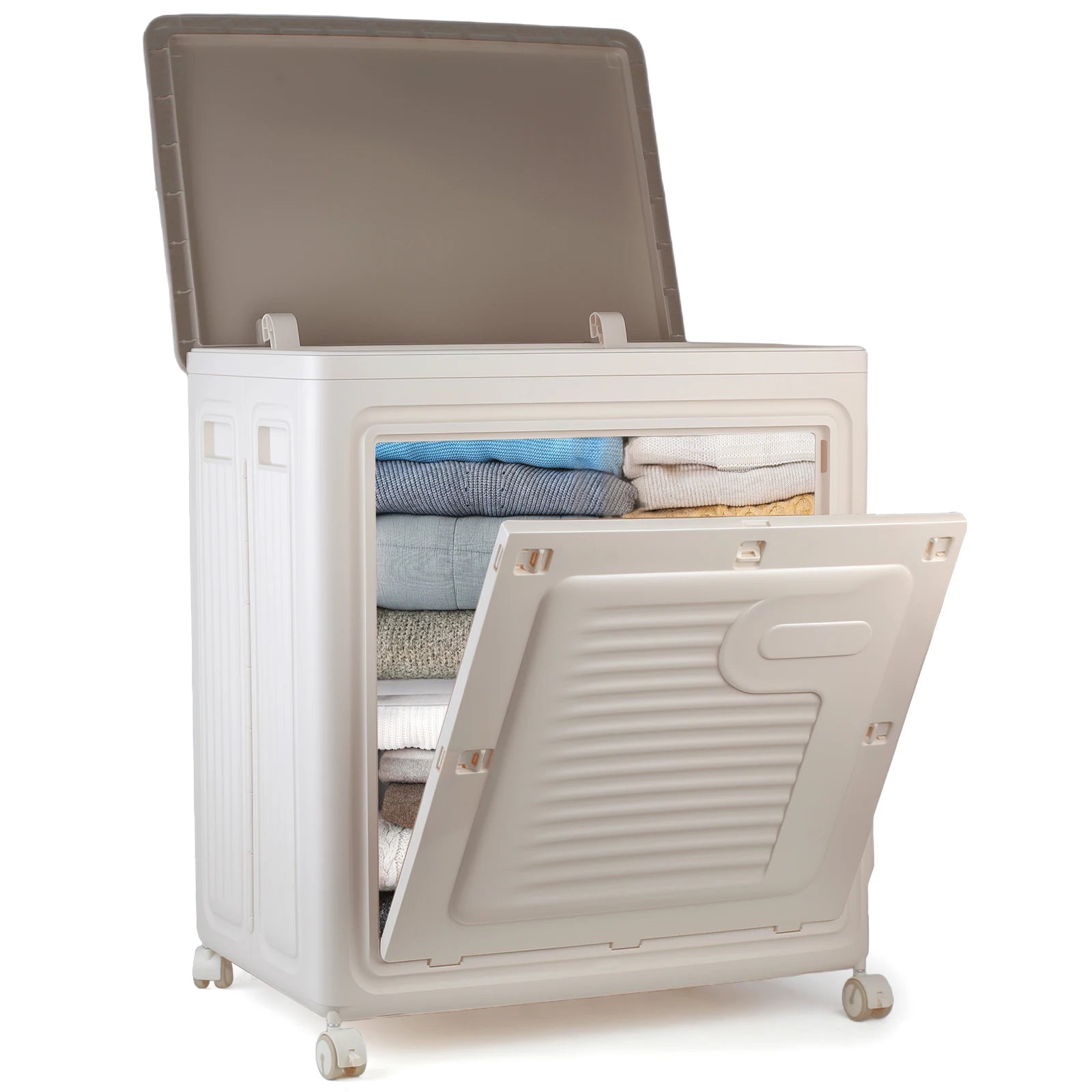 Foldable Storage Box with Wheels – Large Capacity, Dustproof &amp; Multi-Purpose Storage Cabinet, Household Organizer Items
